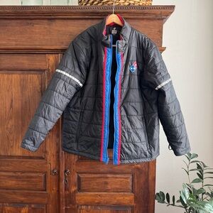 Dominos Pizza Gear Full Zip Black Puffer Jacket Mens Reflective